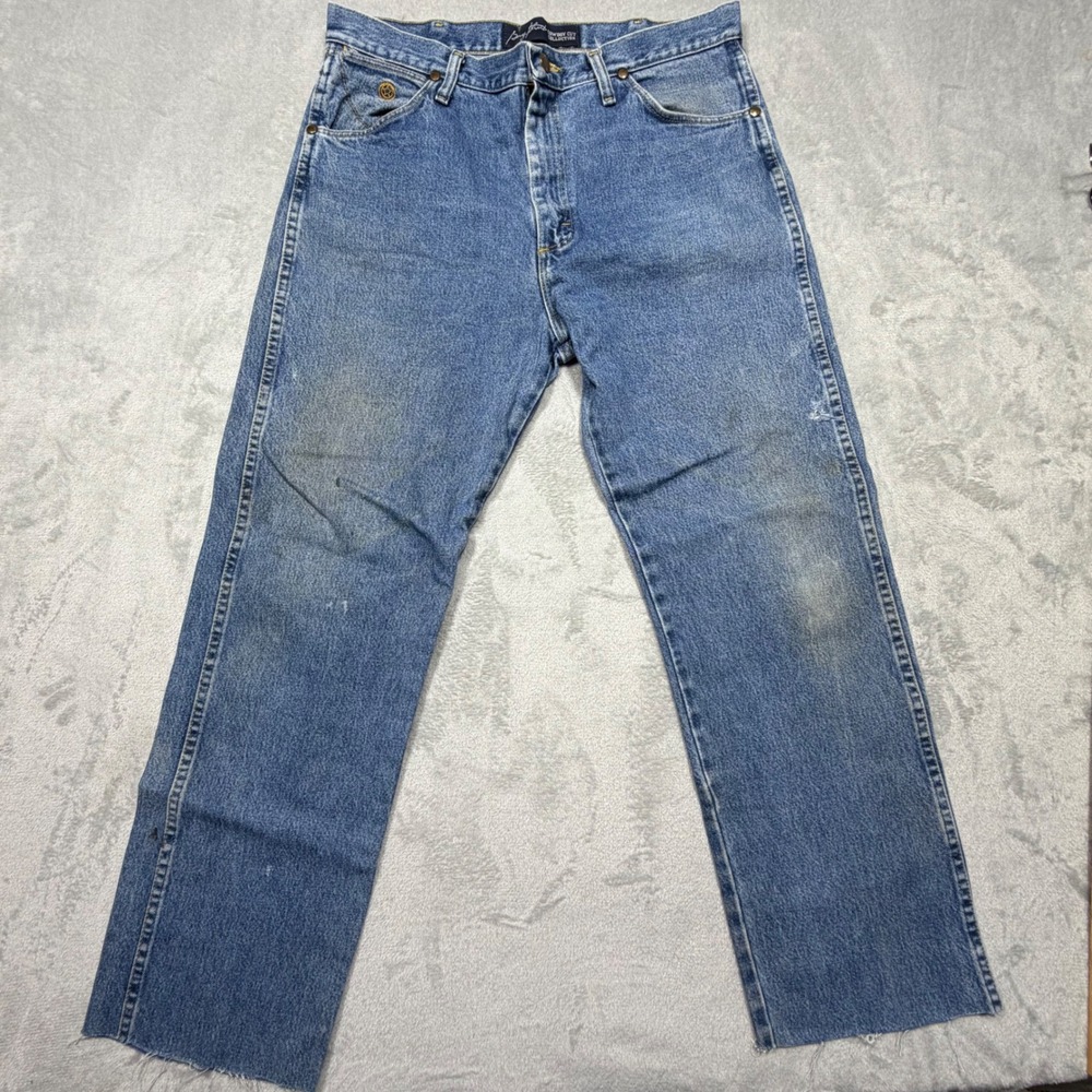 Vintage Wrangler Cowboy Cut Jeans 34x28 Blue Cotton 90s Distressed George Strait